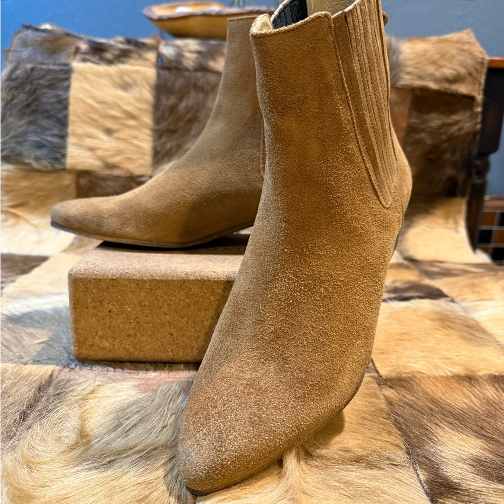 Elegant European Tan Suede Ankle Boots